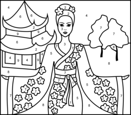 Princess of China - Printable Color by Number Page