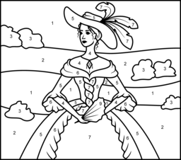 Princess in the Hat - Printable Color by Number Page