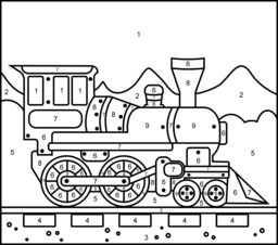 Steam Locomotive - Printable Color by Number Page