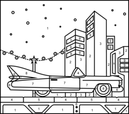 Elvis Car - Printable Color by Number Page