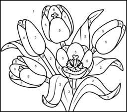 Tulip - Printable Color by Number Page