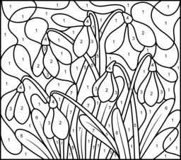 Snowdrop - Printable Color by Number Page - Hard