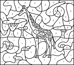 Giraffe - Printable Color by Number Page - Hard