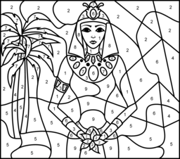 Princess of Egypt - Printable Color by Number Page - Hard